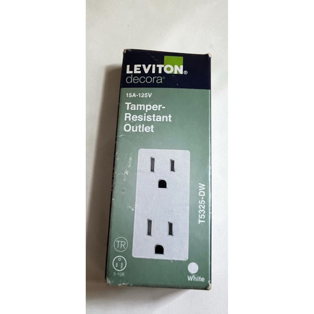Leviton Decora 15A-125V Tamper Resistant Outlet White T5325-DW New in Box